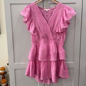 Love Shack Fancy Gwen Heritage Mini Dress - Womens Large Pink